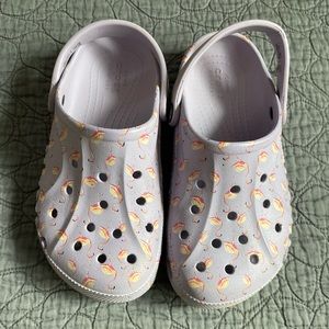 Girls Flamingo Lavender Crocs Size 4